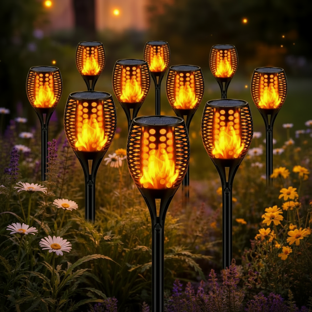 Solar Flame Torch Lights - Elegant Outdoor Lighting with Flickering Effect 6