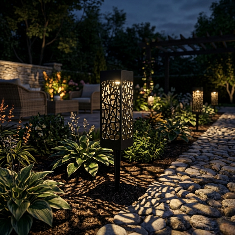 Solar Garden Lights ABS Warm LED Stake Mounted 1
