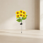 Artificial sunflower decoration on a thin stake against a beige background
