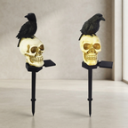 Solar Halloween Crow Skull Light LED Outdoor Waterproof Garden Decoration 01