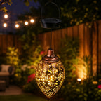 Solar Hanging Lantern - Handcrafted Copper Light for Outdoor Ambiance 0