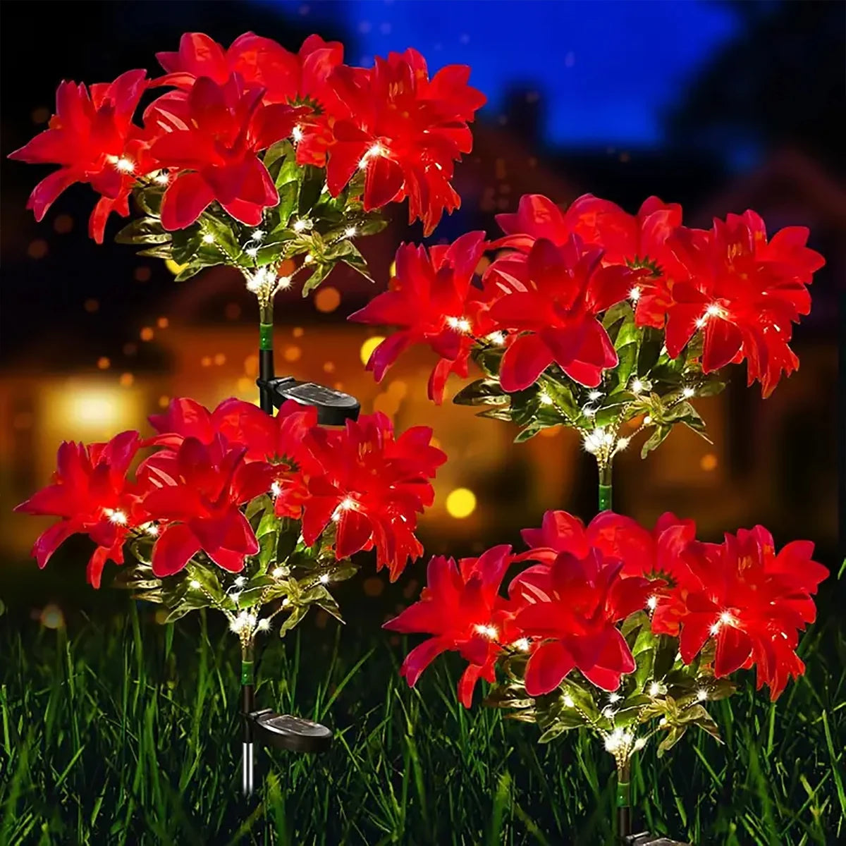 Solar Poinsettia Lights - Energy-Efficient Outdoor Christmas Decor 1
