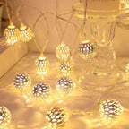 Solar String Lights Outdoor - Moroccan Style Metal Patio Lights with Warm LED for Garden and Balcony Decor 2