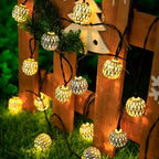 Solar String Lights Outdoor - Moroccan Style Metal Patio Lights with Warm LED for Garden and Balcony Decor 7