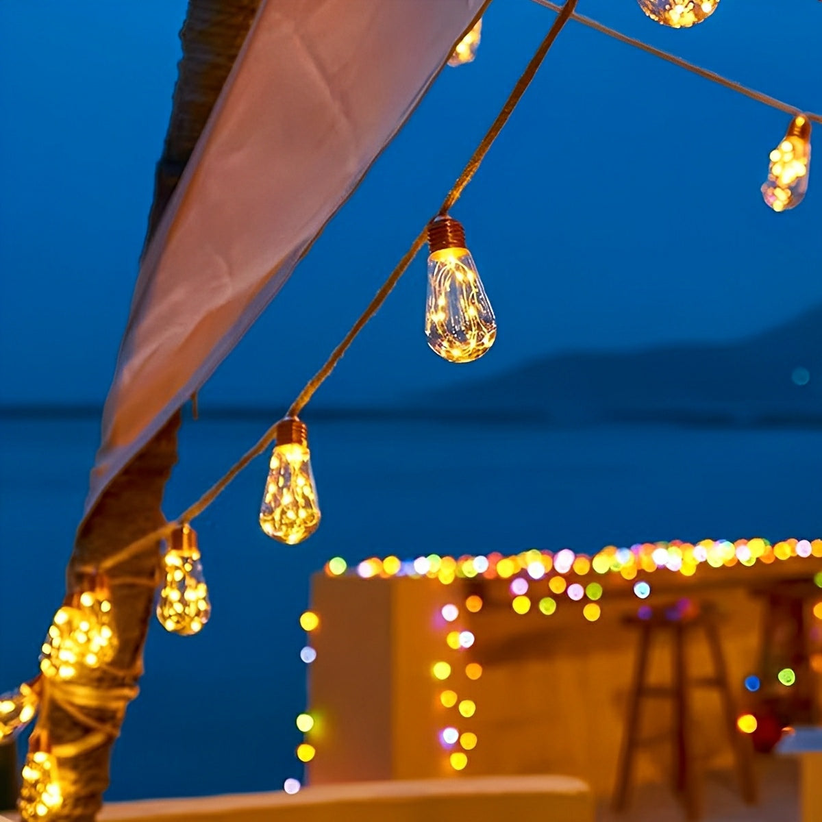 Solar String Lights Outdoor - Vintage LED Bulbs for Cozy Patio Ambiance 6