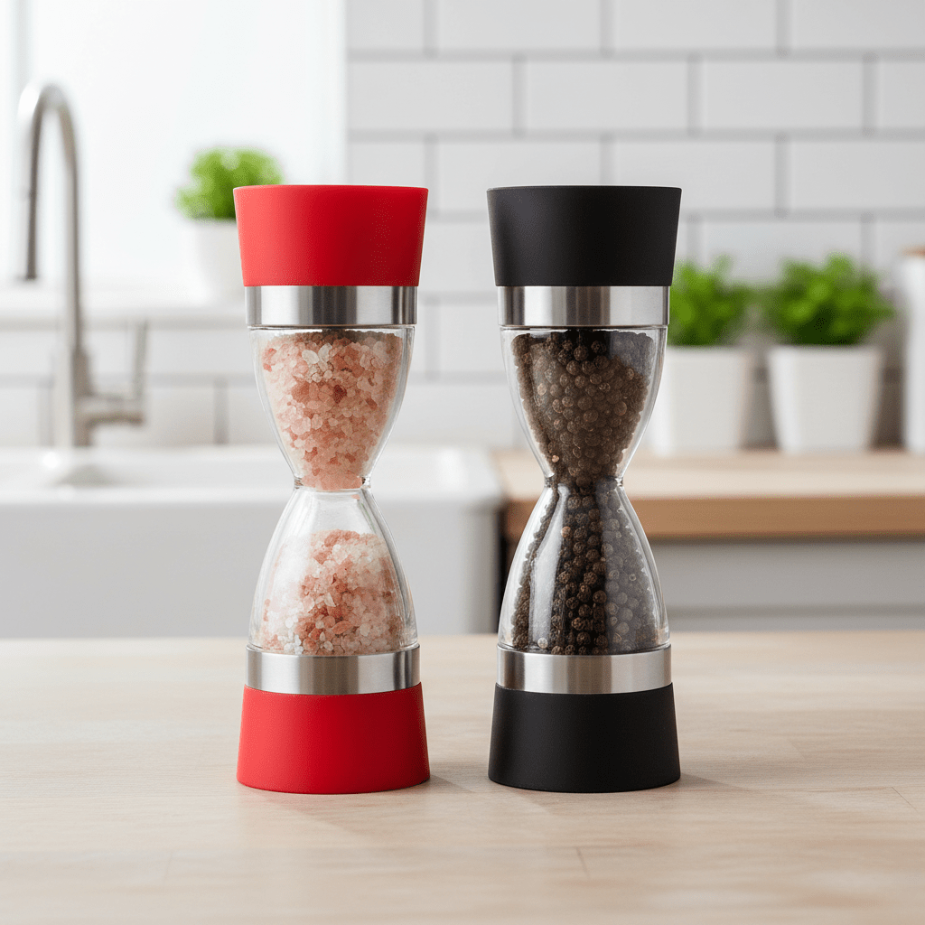 Spice Grinder - Adjustable Manual Salt and Pepper Mills with Glass Design 1