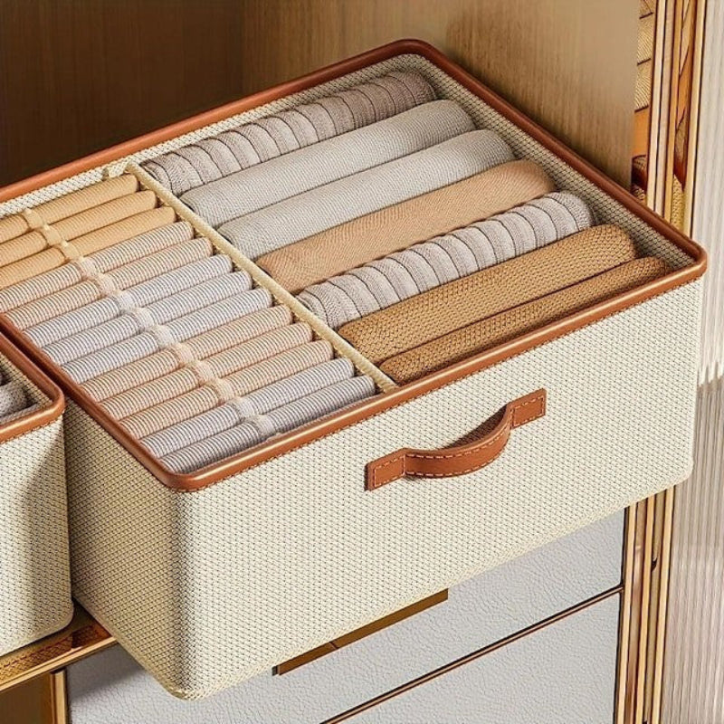 Stackable Storage Bin with Dividers for Closet Organization – Foldable Fabric Storage Container for Clothes and Accessories 0