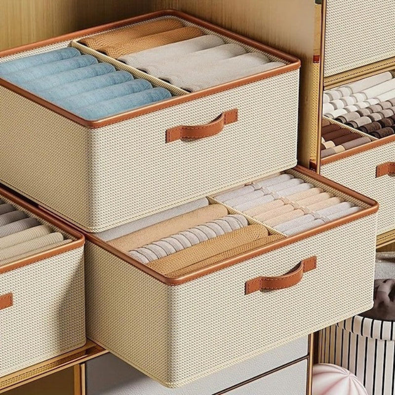 Stackable Storage Bin with Dividers for Closet Organization – Foldable Fabric Storage Container for Clothes and Accessories 1