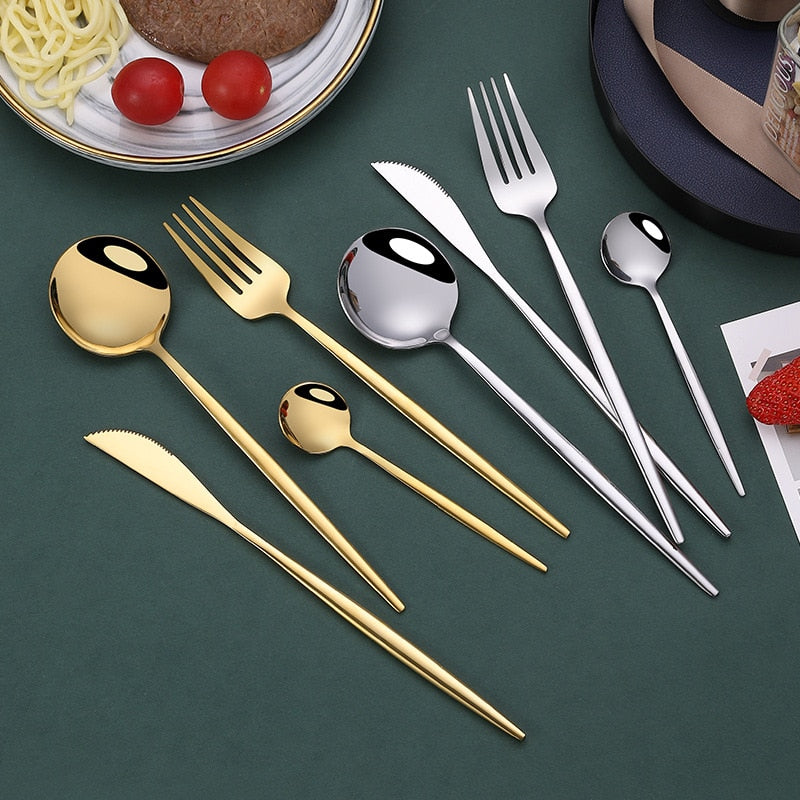 Stainless Steel Flatware Set - Elegant 4-Piece Dining Essentials 3