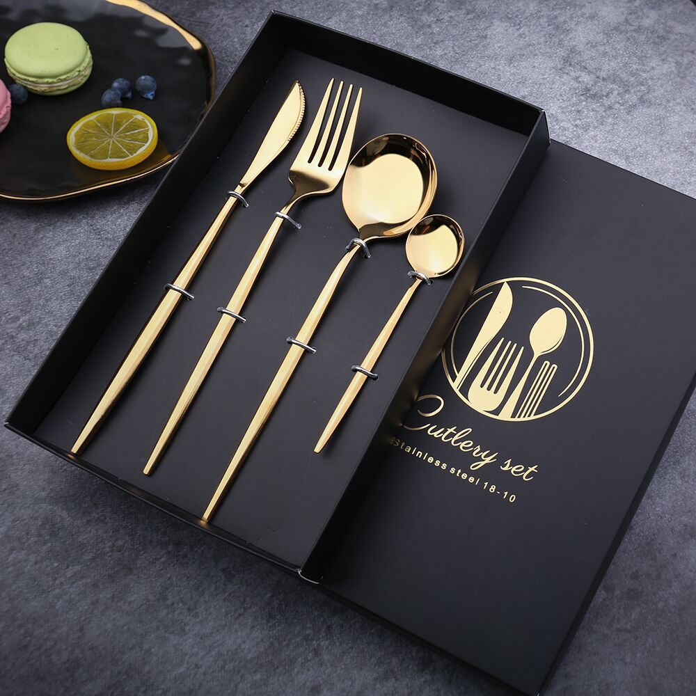 Stainless Steel Flatware Set - Elegant 4-Piece Dining Essentials 5