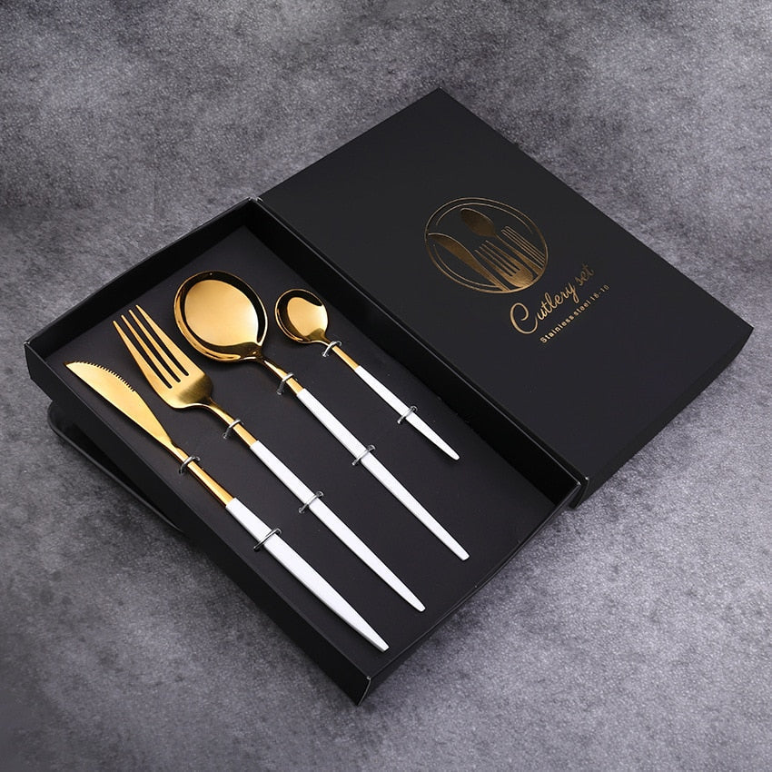 Stainless Steel Flatware Set - Elegant 4-Piece Dining Essentials 7