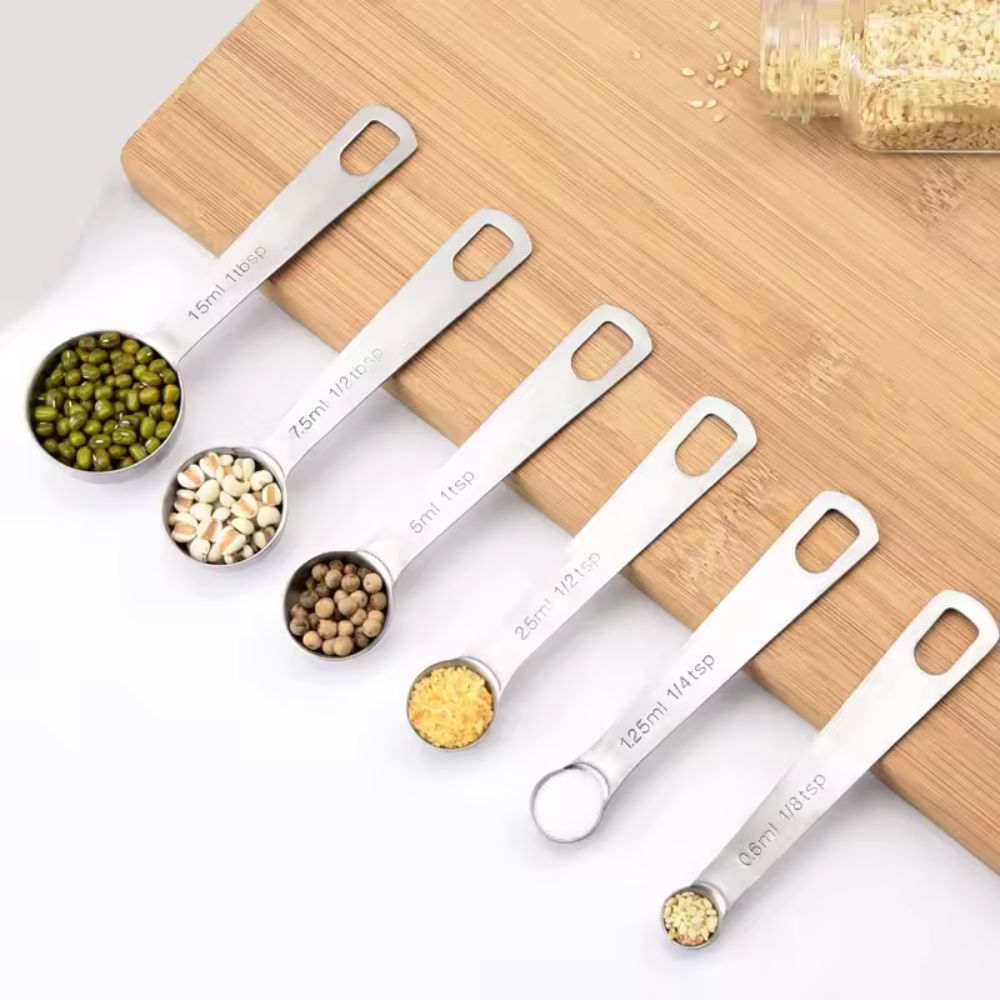Stainless Steel Measuring Spoon Set - 6 Durable Spoons for Accurate Cooking 3