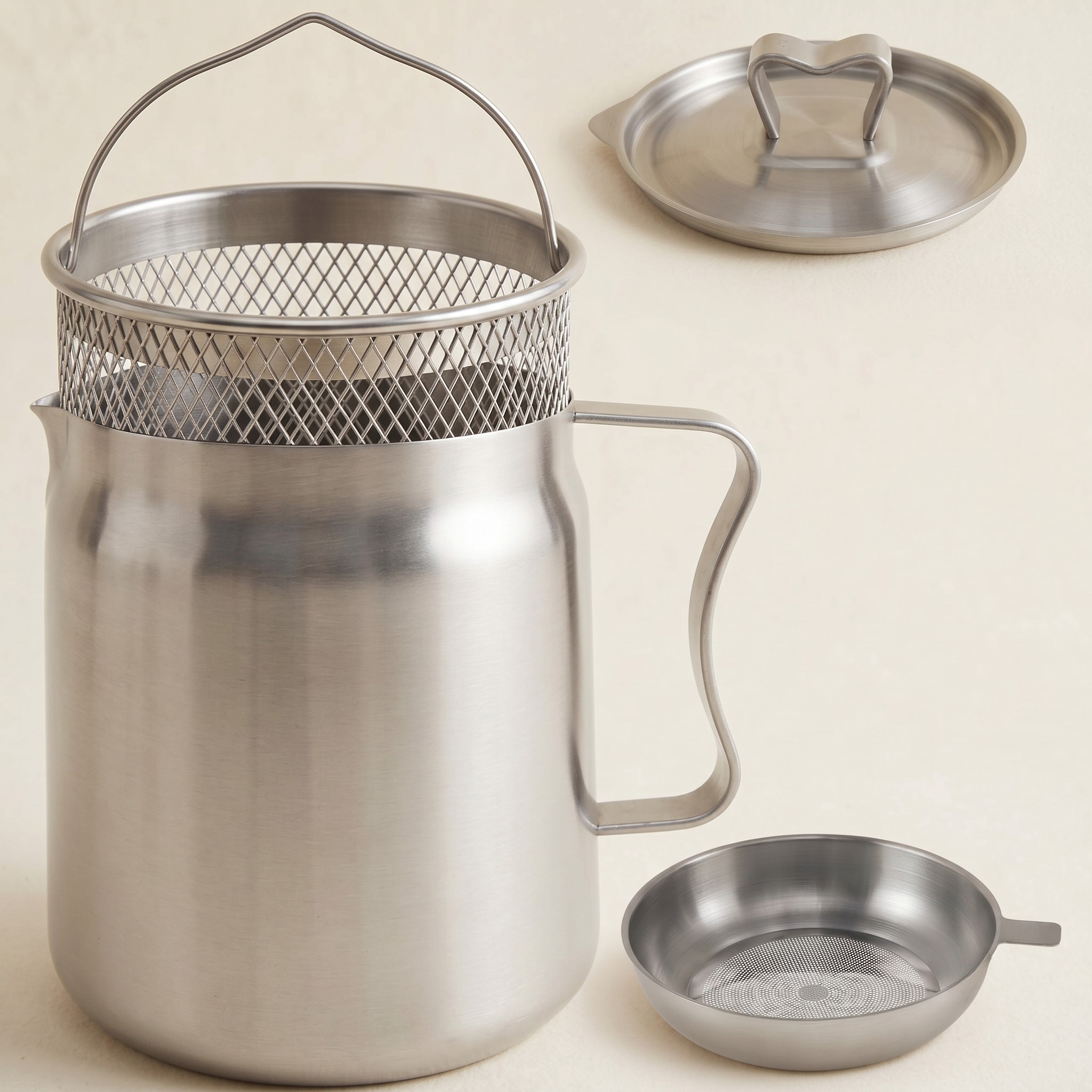 Stainless Steel Oil Filter Pot - Reusable Storage & Filtration System 0