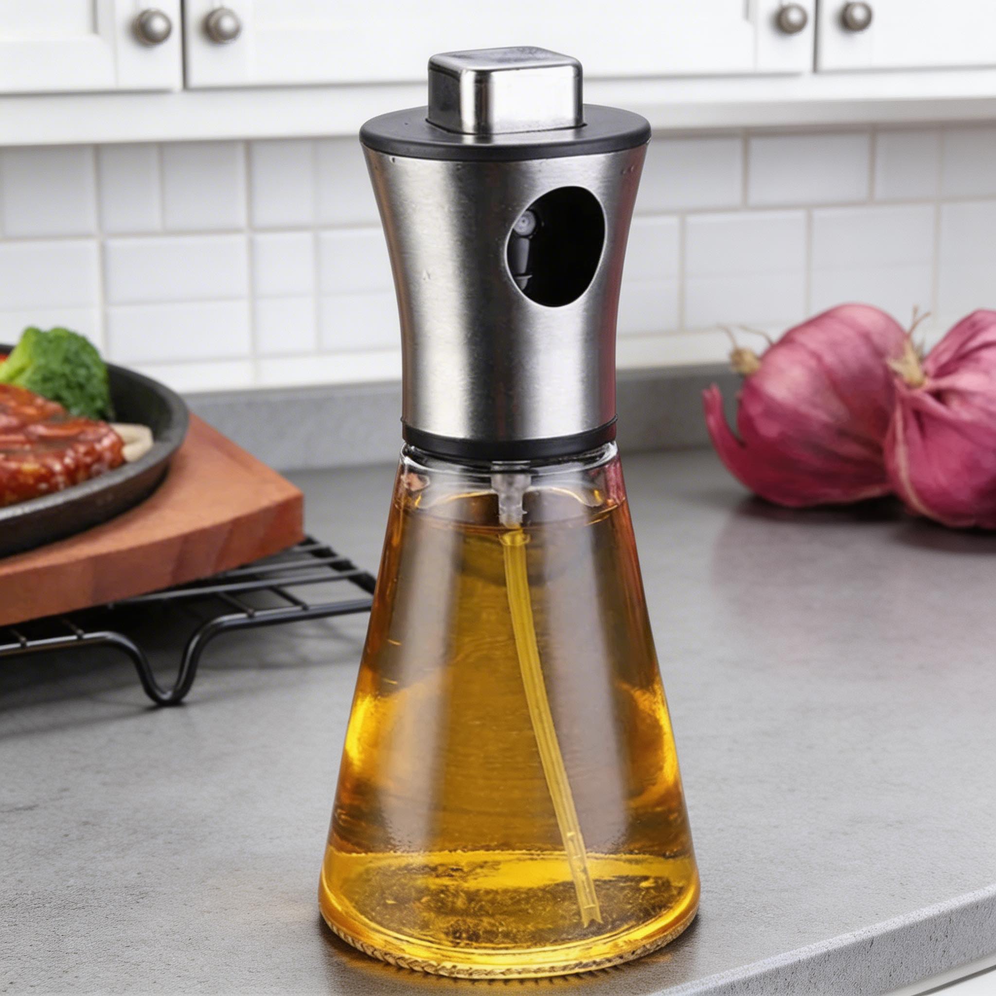 Stainless Steel Olive Oil Spray Bottle - Precise Mist for Cooking Oil 0
