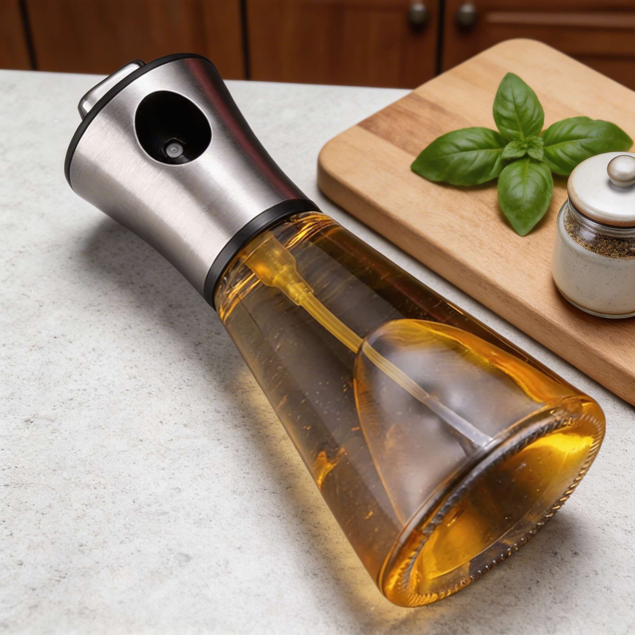 Stainless Steel Olive Oil Spray Bottle - Precise Mist for Cooking Oil 1