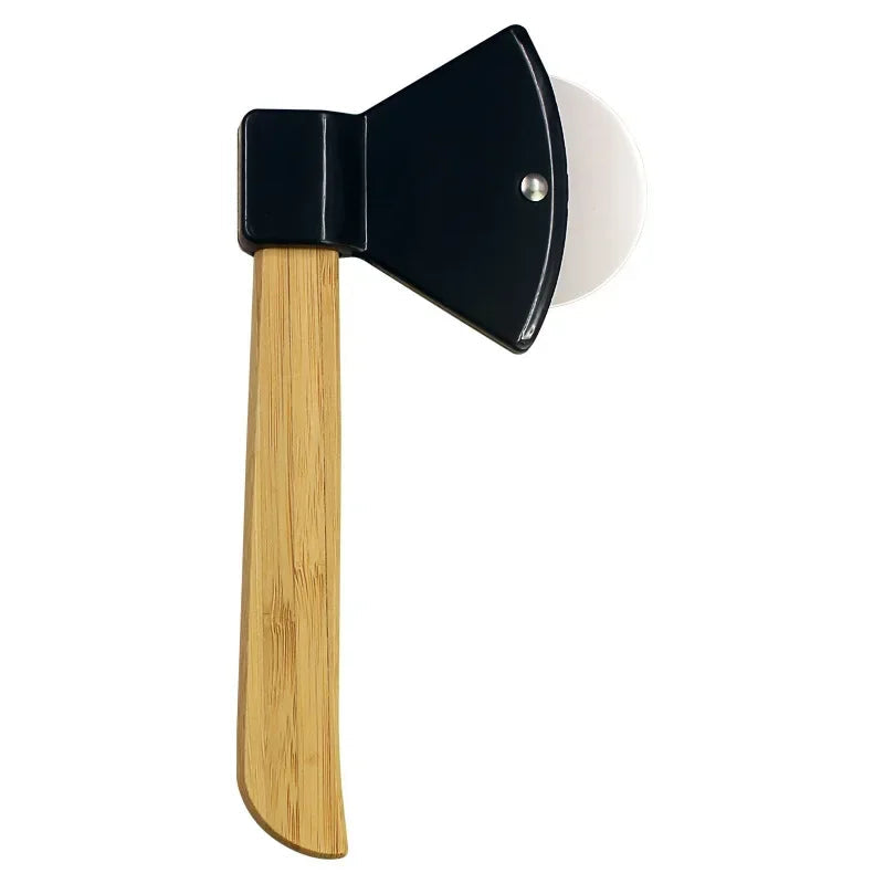 Small axe with a black head and wooden handle on a white background