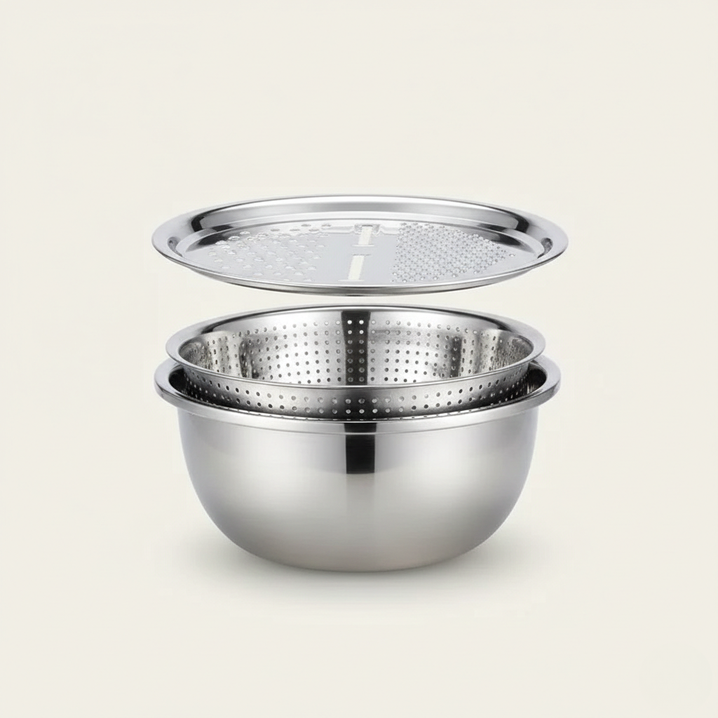 Stainless Steel Prep & Drain Set - Multi-Function Kitchen Tool & Utensils 4