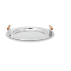 Stainless Steel Serving Tray with Wooden Handles - Durable & Stylish Design 0