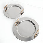 Stainless Steel Serving Tray with Wooden Handles - Durable & Stylish Design 2