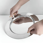 Stainless Steel Serving Tray with Wooden Handles - Durable & Stylish Design 5