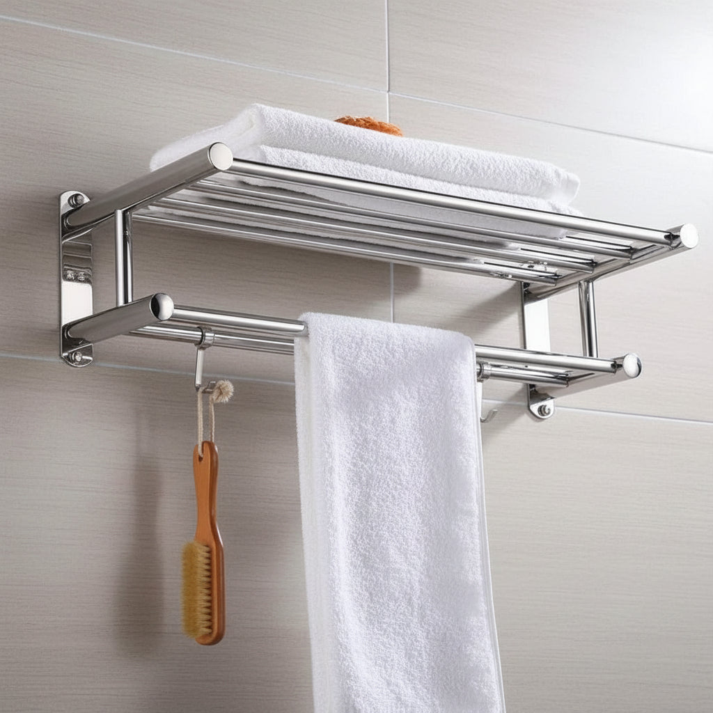 Stainless Steel Towel Holder - Space-Saving and Stylish Design 0