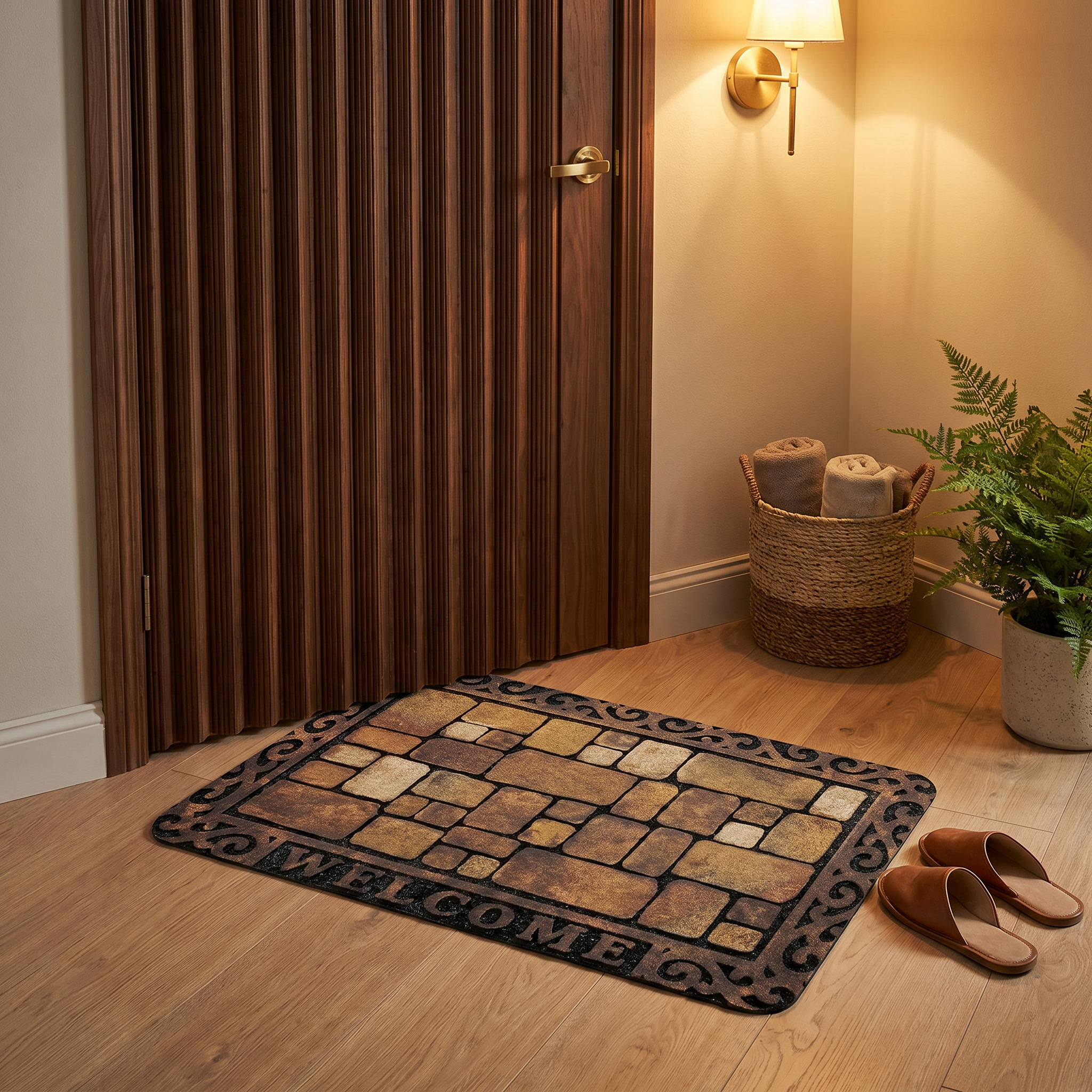 Stone Pattern Welcome Mat - Durable, Non-Slip, Washable Door Mat 2