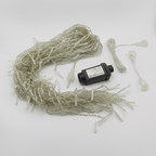 String lights with a control unit on a white background