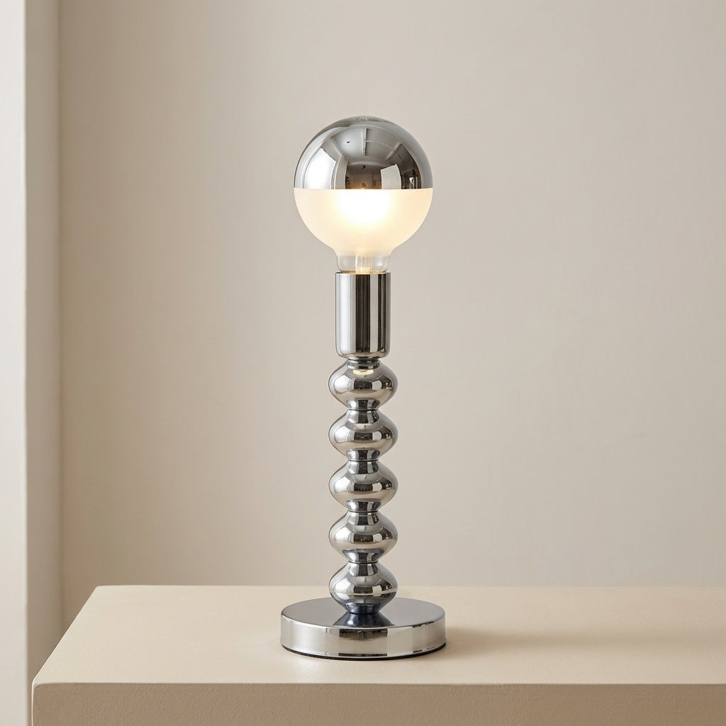 Stylish Chrome Desk Lamp – Small Glass Table Lamp with Push Button Switch, LED Compatible for Modern Workspaces