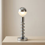 Stylish Chrome Desk Lamp – Small Glass Table Lamp with Push Button Switch, LED Compatible for Modern Workspaces