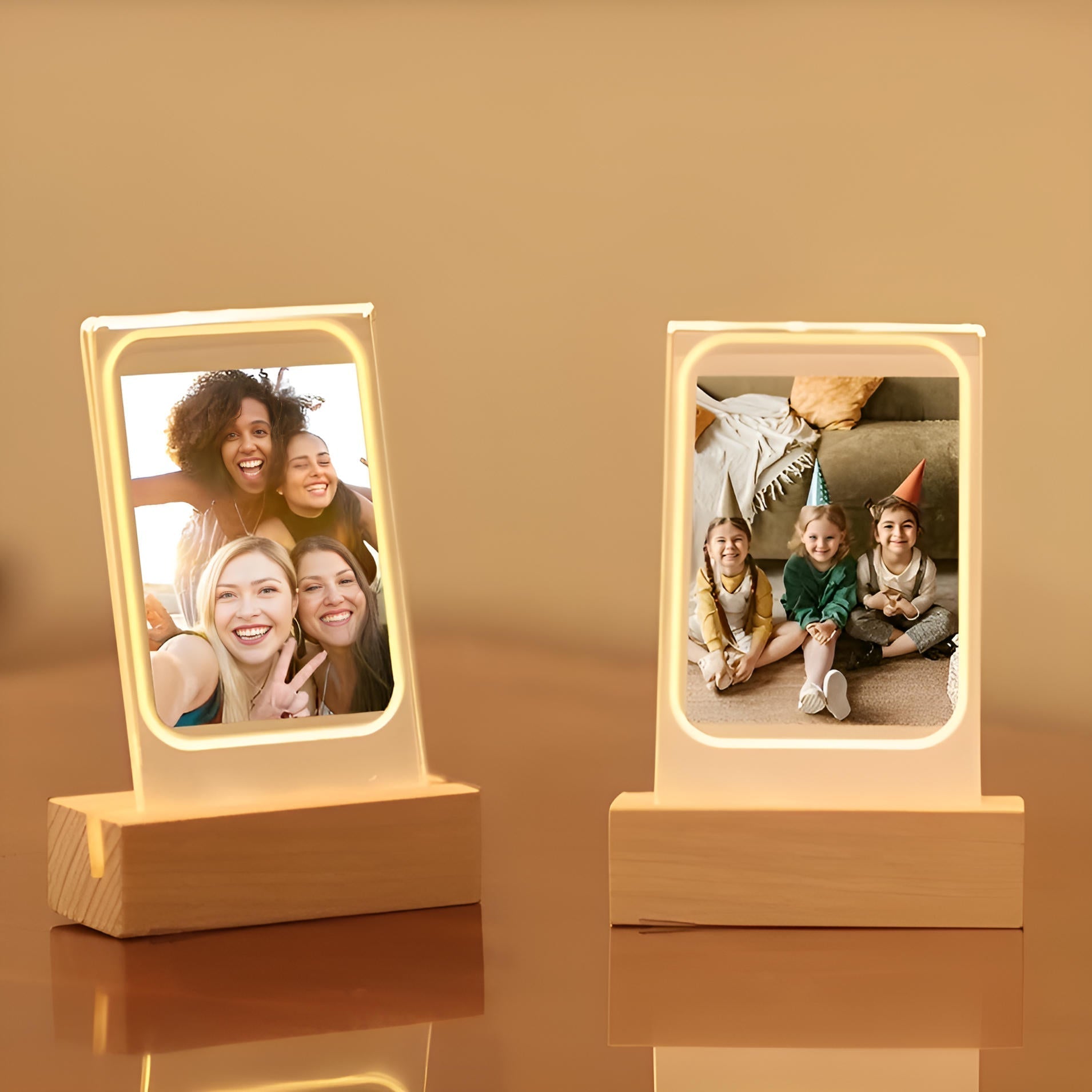 Stylish Picture Frame with LED Illumination – Triple Display for 3-Inch Photos and Memorabilia, Modern Wood Design 0