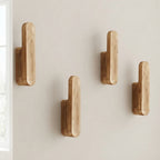 Wooden Coat Hooks Set of 4 Wall Mounted 10 x 2 cm 1