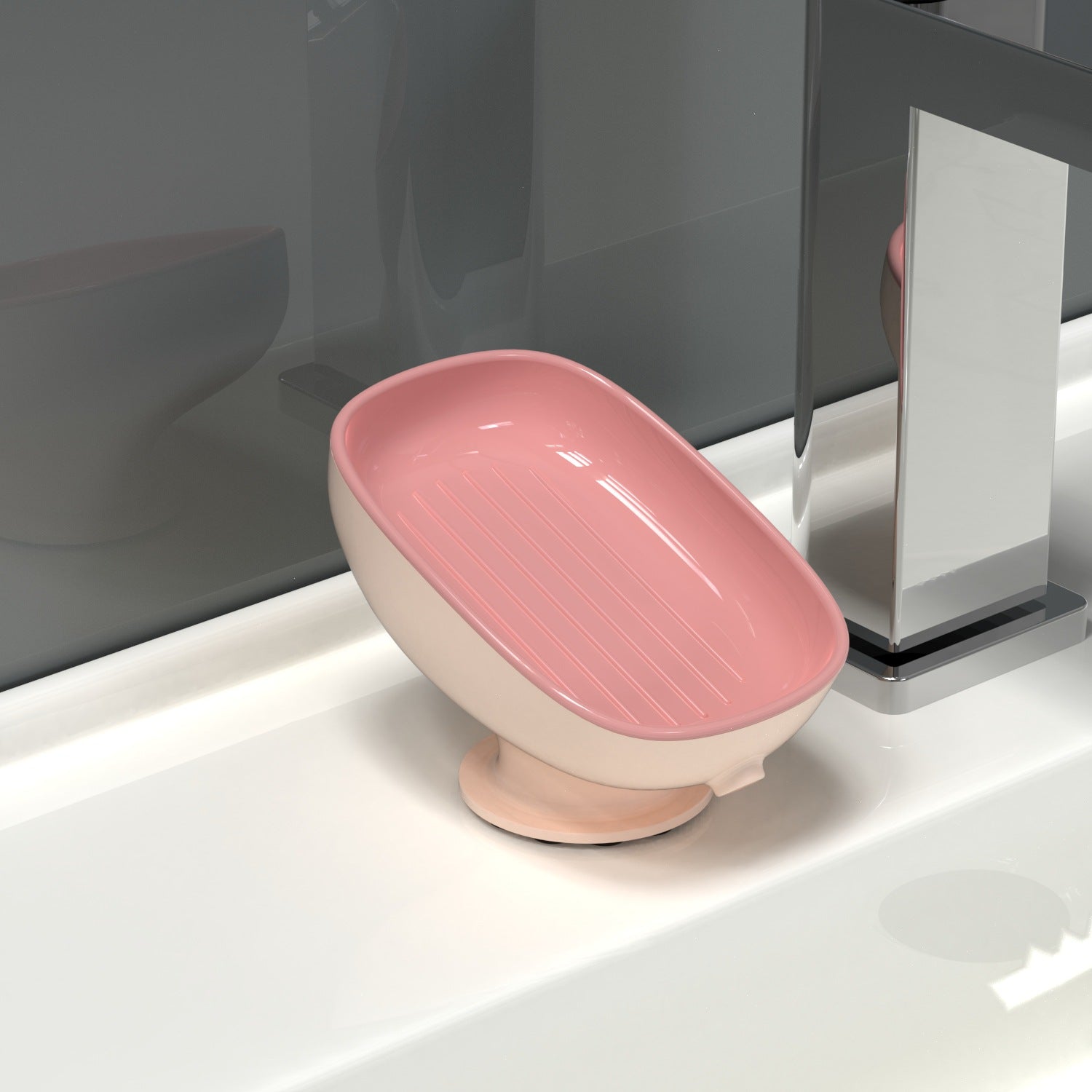 Suction Cup Soap Dish - Easy Installation & Space-Saving Shower Holder 4