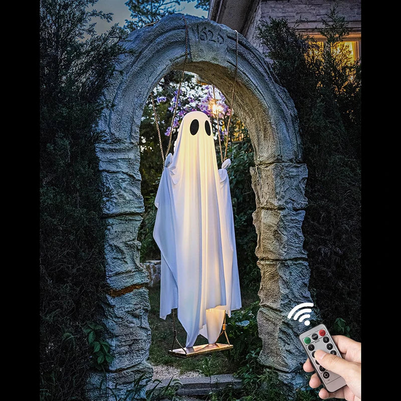 Swinging Ghost Decoration - Remote-Controlled Halloween Decoration Outdoor 4