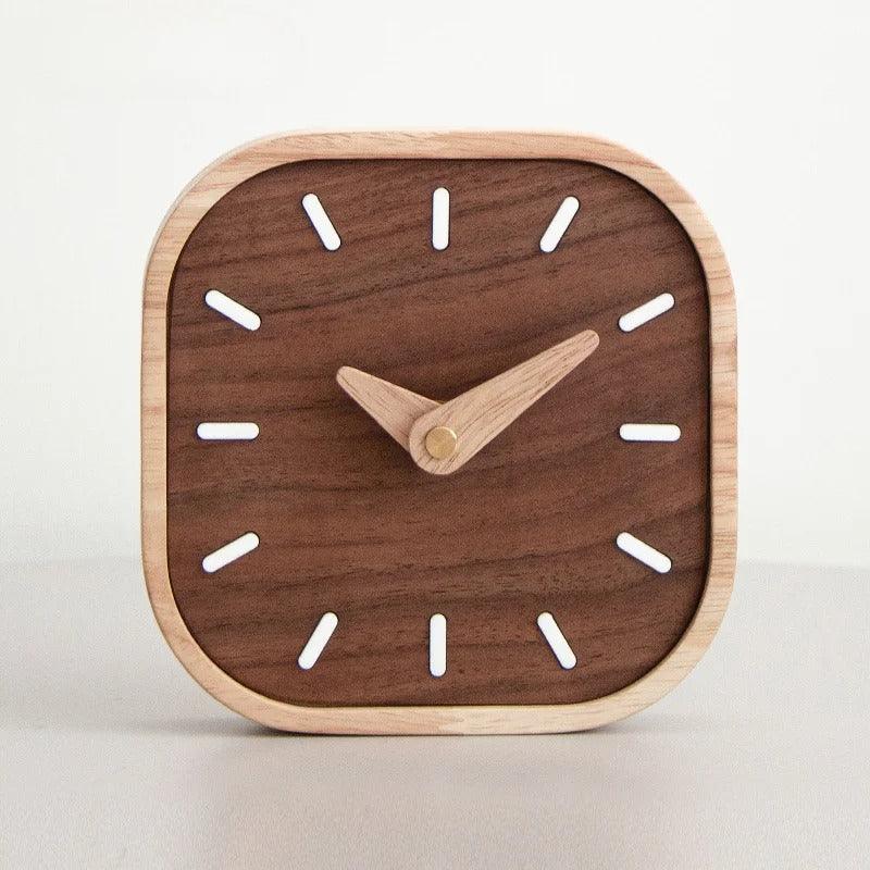 Table Clock - Handmade Black Walnut, Silent Desk Clock for Modern Decor 0