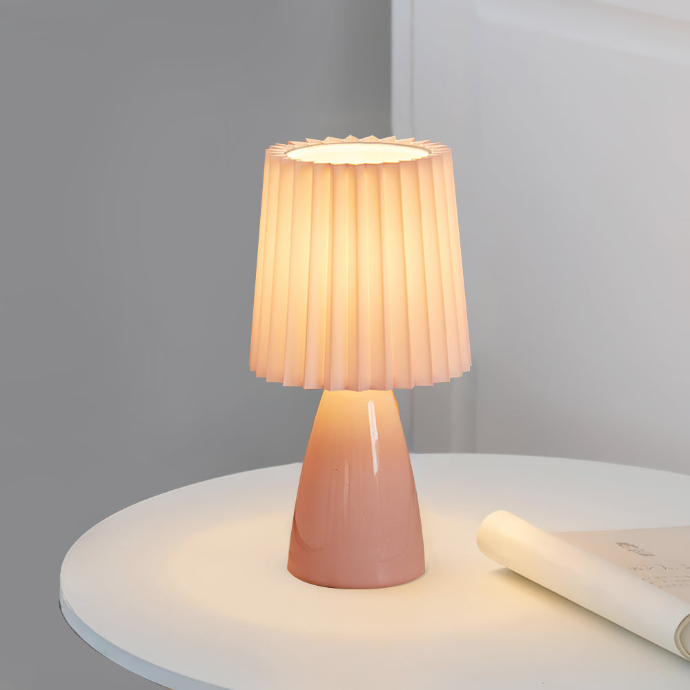 Table Lamp - Slim Ceramic Base & Fabric Shade for Bedside or Desk 3