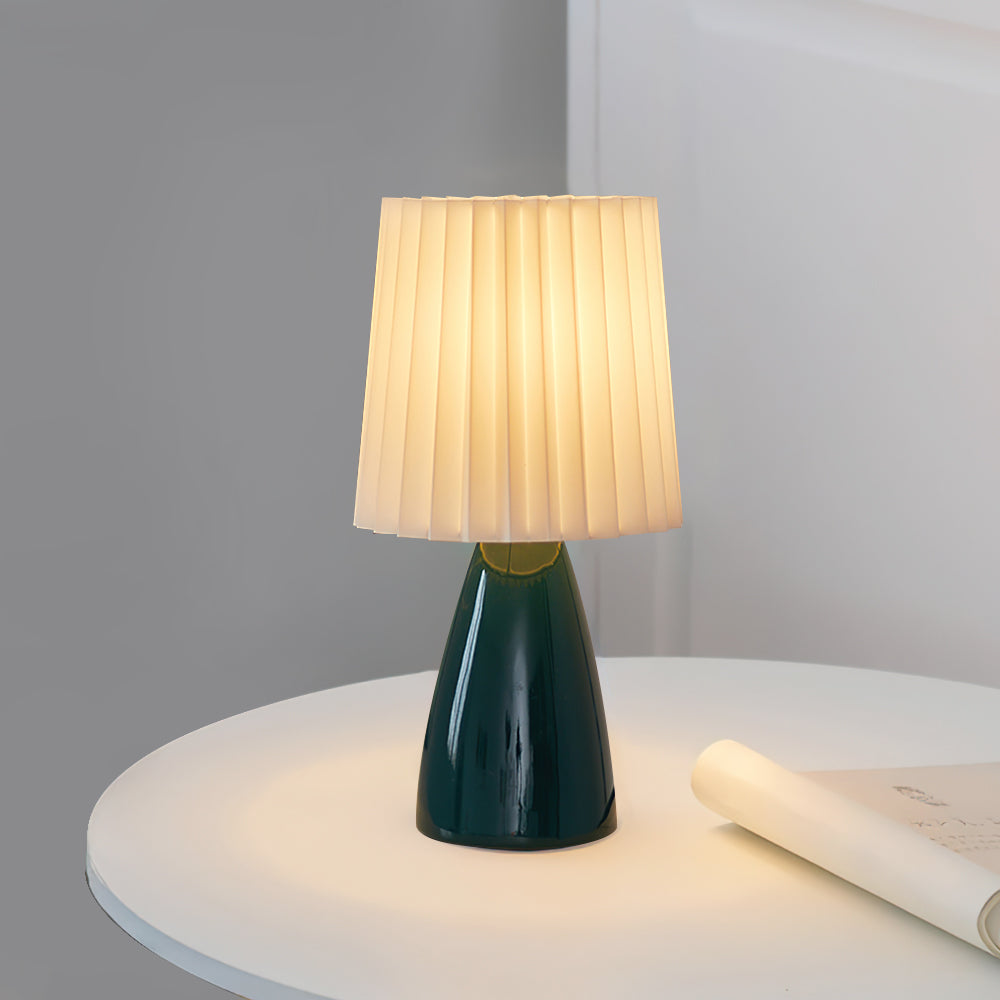 Table Lamp - Slim Ceramic Base & Fabric Shade for Bedside or Desk 7