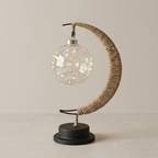Table Lamp Moon Design Glass LED Battery Operated