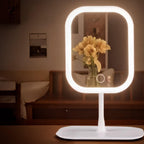 Tabletop Vanity Mirror with Integrated LED Lights - 360° Rotating Design 0
