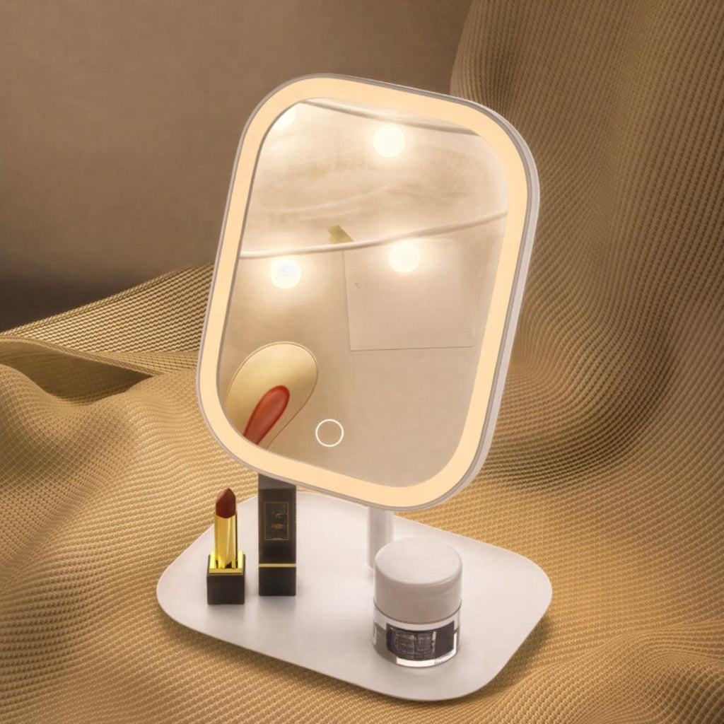 Tabletop Vanity Mirror with Integrated LED Lights - 360° Rotating Design 2
