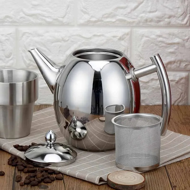 Tea Kettle, Removable Mesh Filter, Polished Finish, Vented Lid 3