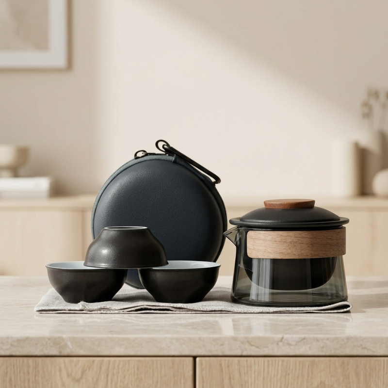Tea Set Portable Teapot and Cups Travel Design 