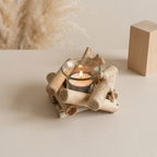 Tealight Candle Holder Wood Glass Single Tealight