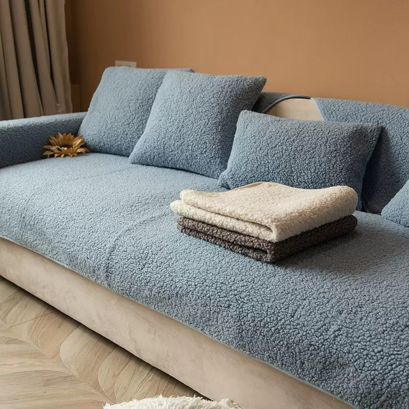 Teddy Sherpa Sofa Cover - Soft, Anti-Slip Protection for Couch Comfort 3