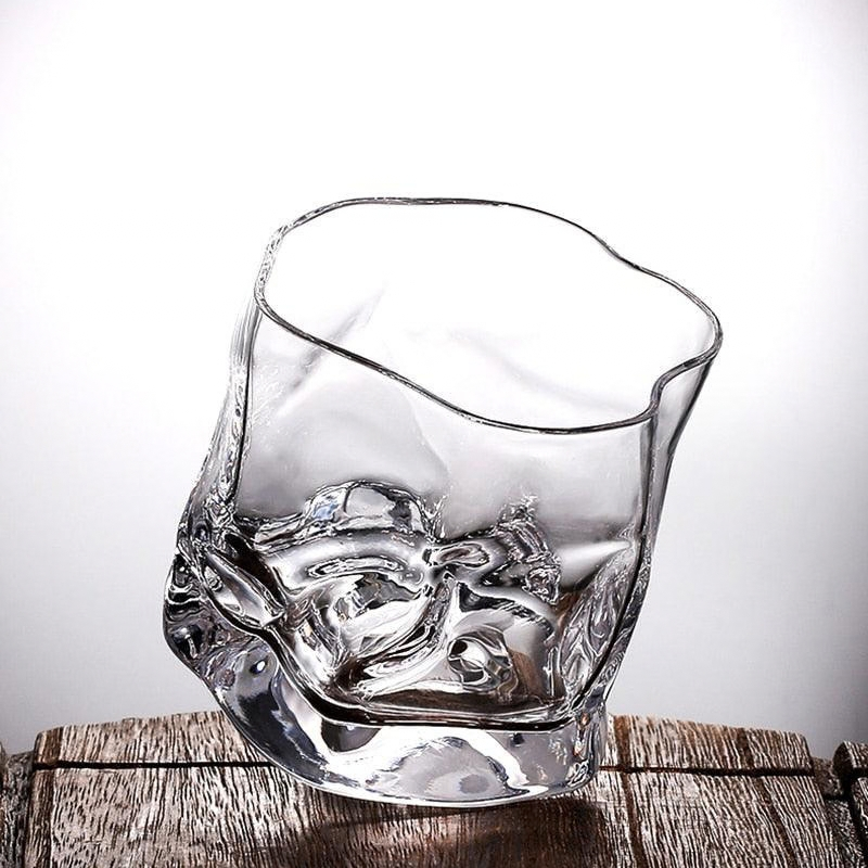 Textured Whiskey Glasses 8.5 oz Borosilicate Glass Set of 2 - 07