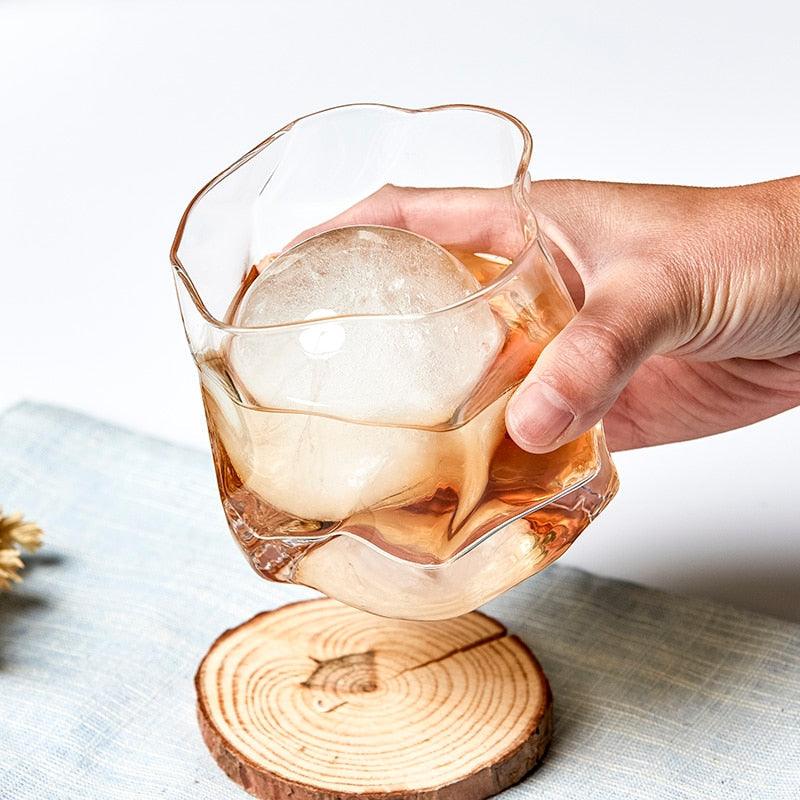 Textured Whiskey Glasses 8.5 oz Borosilicate Glass Set of 2 - 13