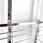 Metallic ladder with reflective surface against a white background