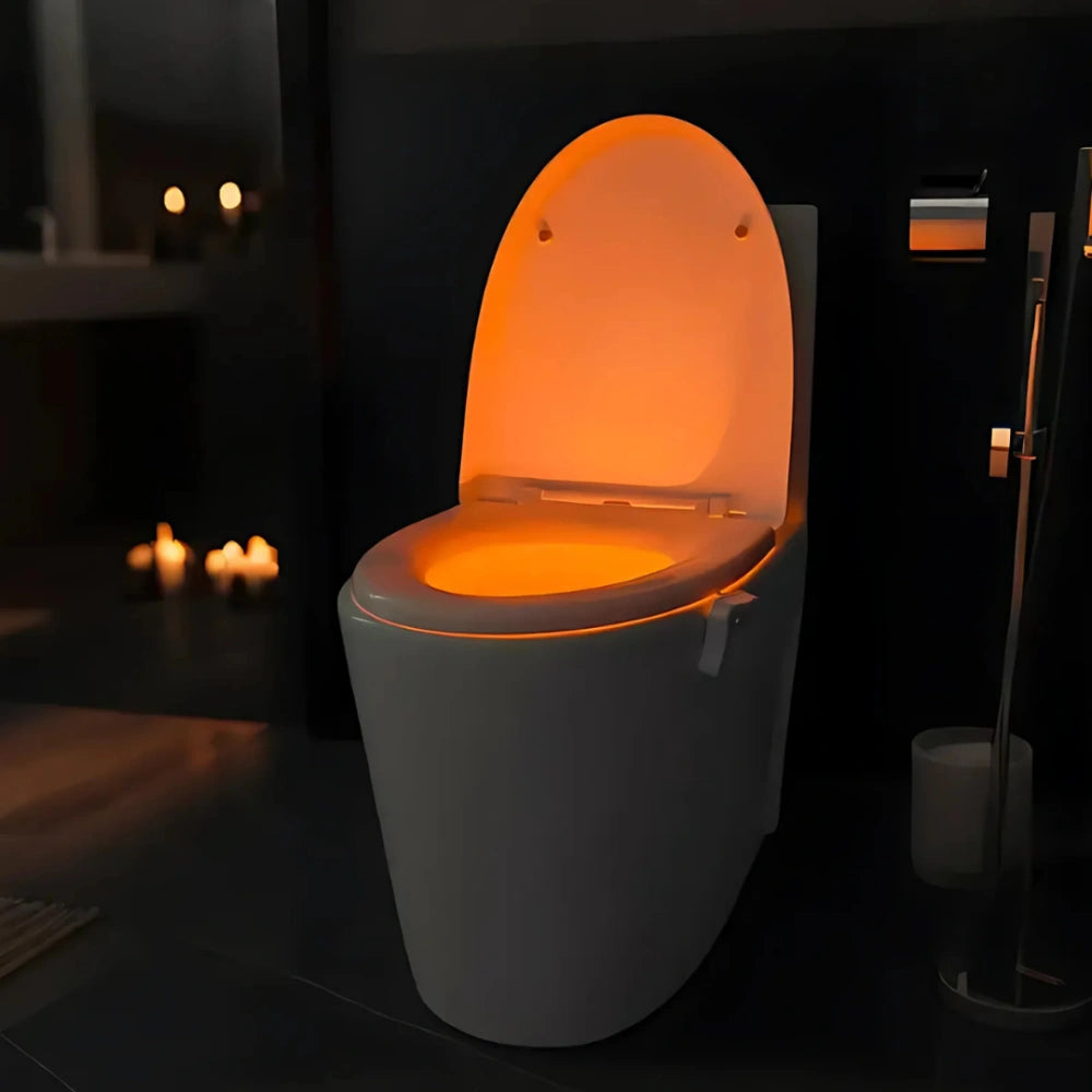 Toilet Night Light with Motion Sensor – 8 Color LED Bathroom Light, Easy Installation, Battery-Powered, Energy-Efficient 2