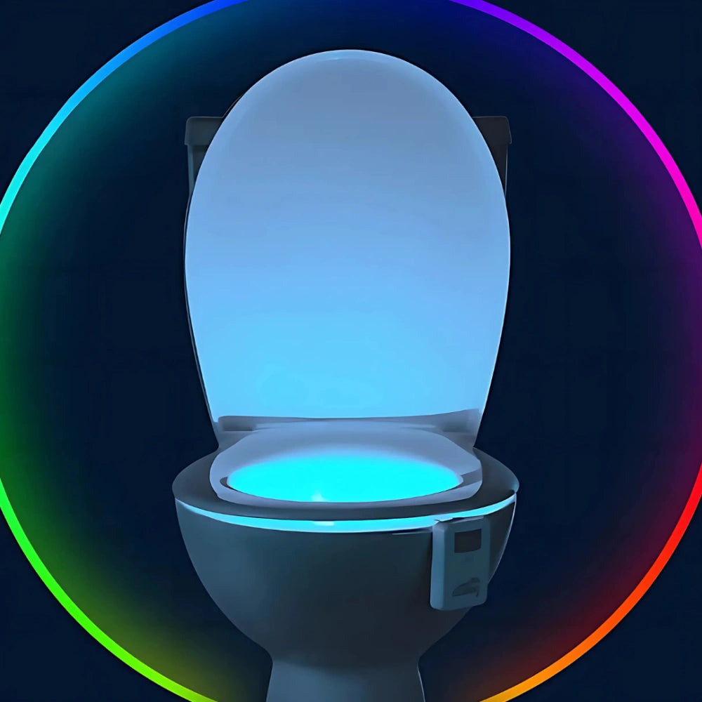 Toilet Night Light with Motion Sensor – 8 Color LED Bathroom Light, Easy Installation, Battery-Powered, Energy-Efficient 4