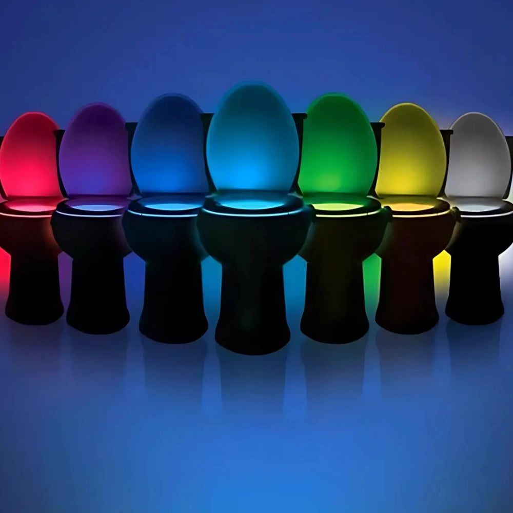 Toilet Night Light with Motion Sensor – 8 Color LED Bathroom Light, Easy Installation, Battery-Powered, Energy-Efficient 5