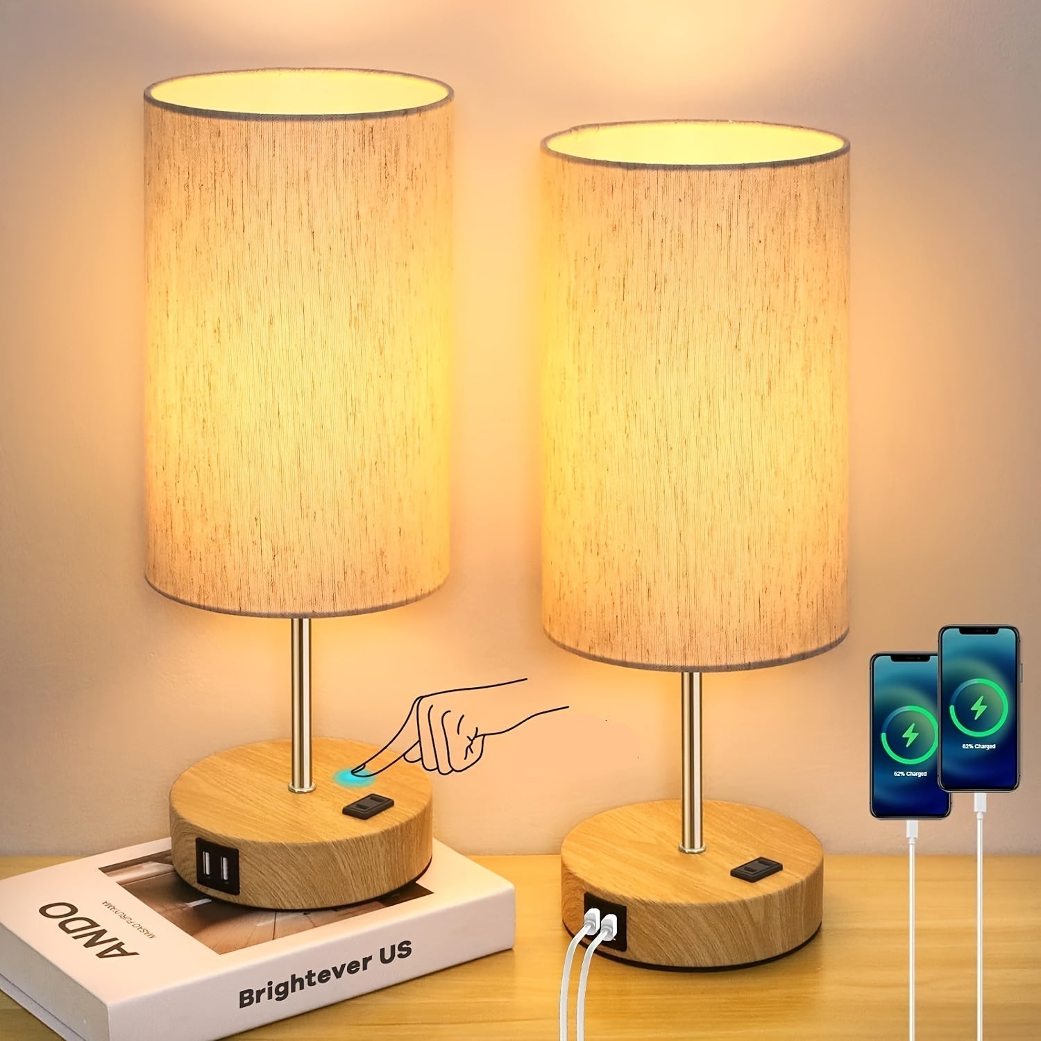 Touch Control LED Table Lamp - USB Charging Ports & Modern Design 10
